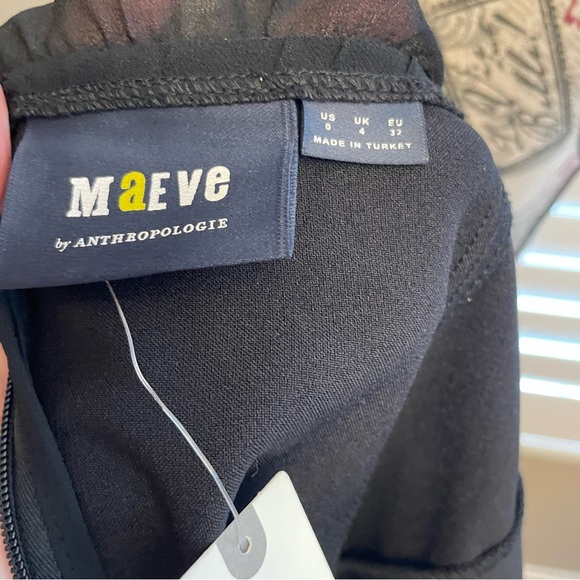 Maeve Black Long Sleeve Dress with Sheer Detail - Picture 5 of 9